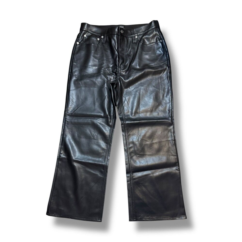 J.Crew Faux Leather Black Boot Leg Cut Pants Women’s Size 30/10 NWT - Picture 7 of 8